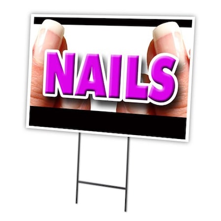 Signmission Nails Yard Sign & Stake outdoor plastic coroplast window, C-1824-DS-Nails C-1824-DS-Nails